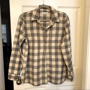 Madewell grey plaid Women’s long sleeve shirt Size M NWOT